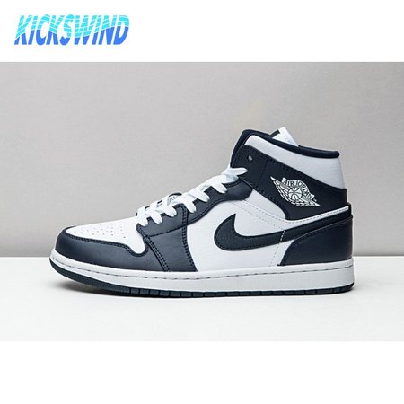 Jordan 1 Mid White Metallic Gold Obsidian 554724-174 Size 36-47.5